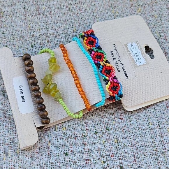 Arizona Jeans Company Bracelet Set of 5 Friendship Wrist Band Multi Jewelry New - Picture 6 of 7